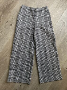 Up! Wide Leg Plaid Trousers - Black & White